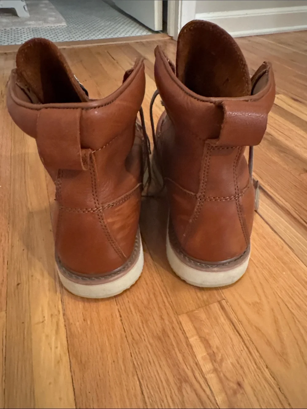 Timberland PRO Brown Leather Work Moc Toe Boots with Tan Laces